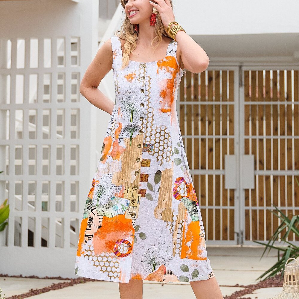 NWT Dolcezza Simply Art “Big Changes” Midi Dress By Gina Startup (24715)